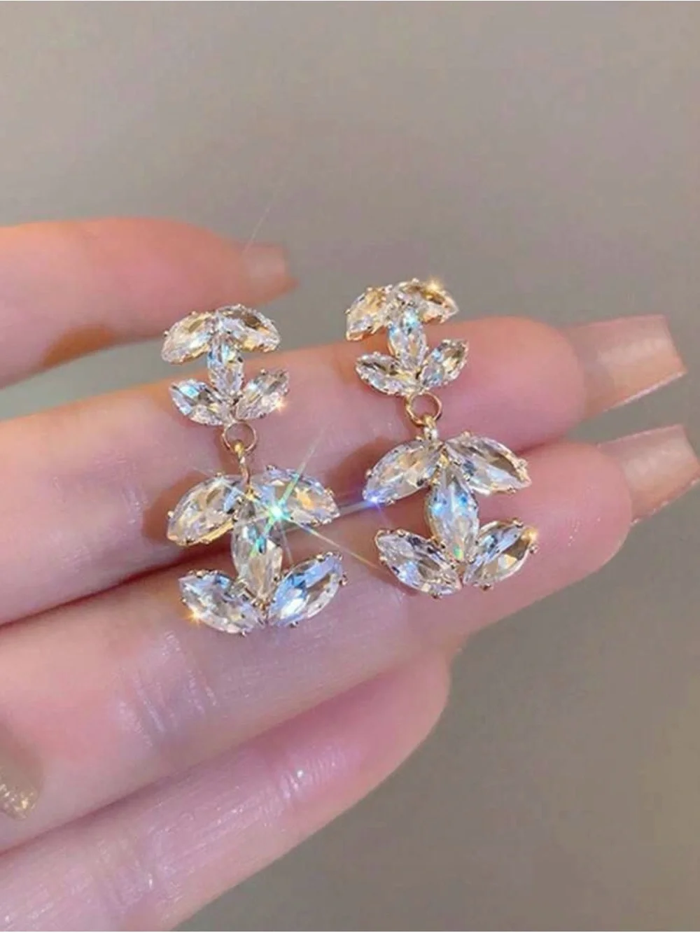 Chanel Gold Crystal Drop Earrings - Clear CZ Accent